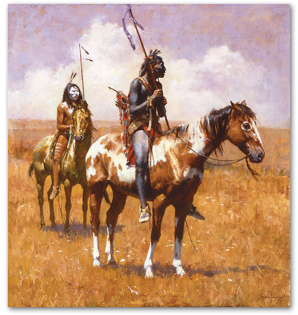 Coup Sticks and War Paint - by Howard Terpning