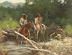 Blackfeet Scouts in the Flathead Valley - by Howard Terpning