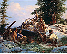 Camp at Cougar's Den - by Howard Terpning