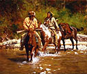 Crossing Badger Creek - by Howard Terpning