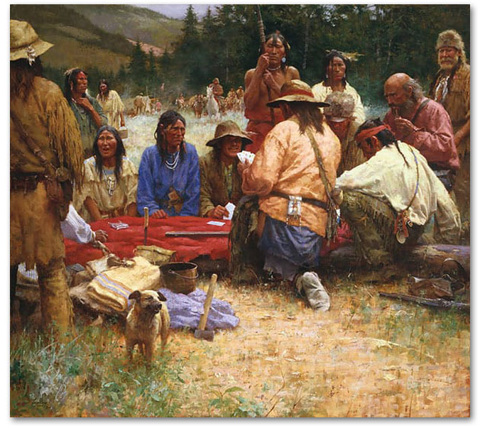 A Friendly Game at Rendezvous 1832 - by Howard Terpning