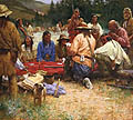 A Friendly Game at Rendezvous 1832 - by Howard Terpning