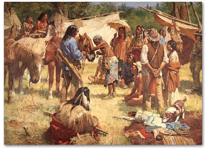 The Horse Doctor and His Medicine Bag at Rendezvous - by Howard Terpning