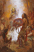 Transferring the Medicine Shield - by Howard Terpning - by Howard Terpning