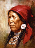 Woman with Red Scarf - by Howard Terpning